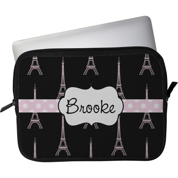 Custom Black Eiffel Tower Laptop Sleeve / Case - 13" (Personalized)