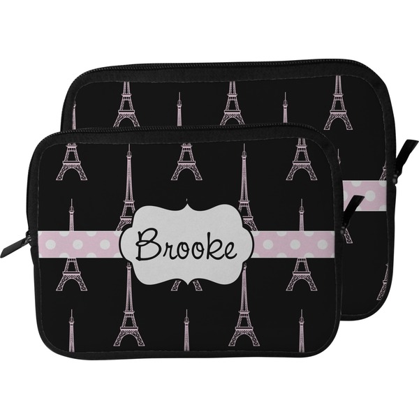 Black Eiffel Tower Laptop Sleeve (Size Comparison)