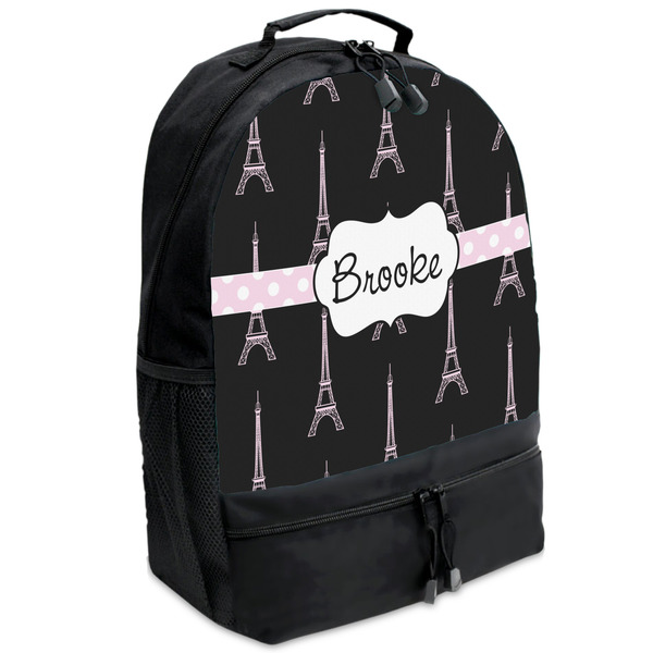 Custom Black Eiffel Tower Backpacks - Black (Personalized)