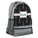 Black Eiffel Tower Backpack - Grey (Personalized)
