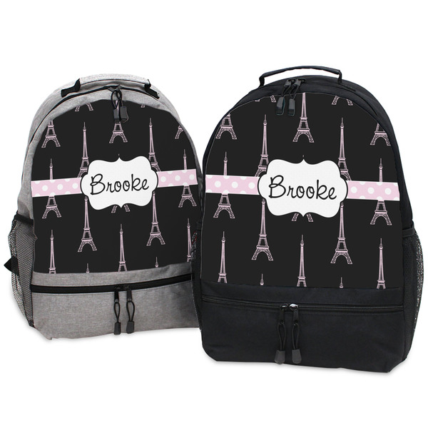 Black Eiffel Tower Large Backpacks - Both