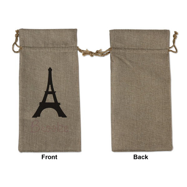 Black Eiffel Tower Large Burlap Gift Bags - Front Approval