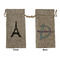 Black Eiffel Tower Large Burlap Gift Bag - Front & Back (Personalized)
