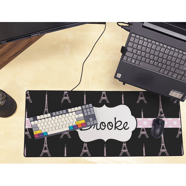 Black Eiffel Tower Large Gaming Mats - LIFESTYLE