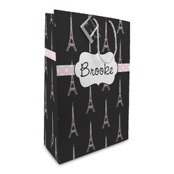 Black Eiffel Tower Large Gift Bag (Personalized)