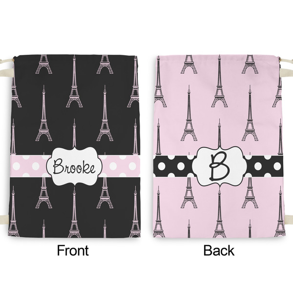 Black Eiffel Tower Large Laundry Bag - Front & Back View
