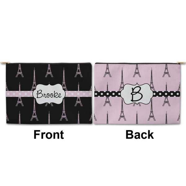 Black Eiffel Tower Large Zipper Pouch Approval (Front and Back)
