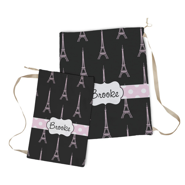 Black Eiffel Tower Laundry Bag - Both Bags
