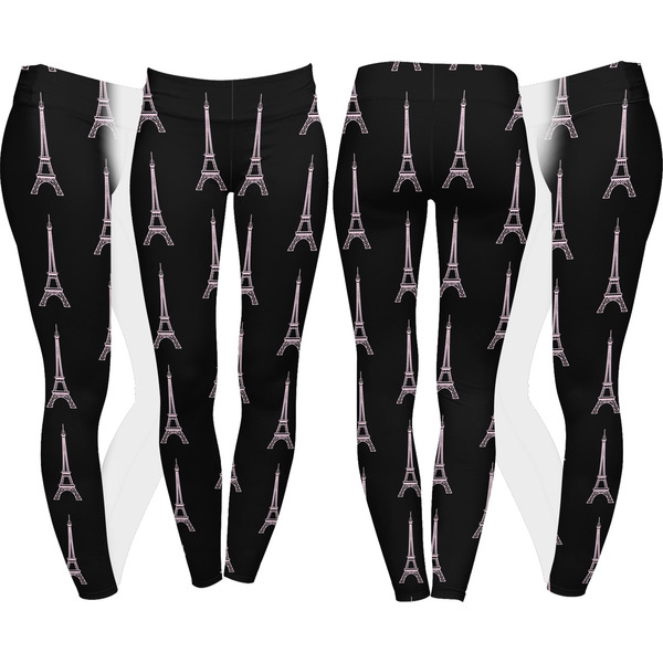 Black Eiffel Tower Leggings Turn Around - Apvl