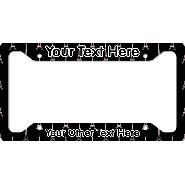 Custom Black Eiffel Tower License Plate Frame - Style A (Personalized)