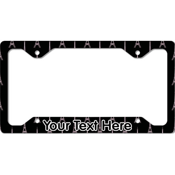 Custom Black Eiffel Tower License Plate Frame - Style C (Personalized)