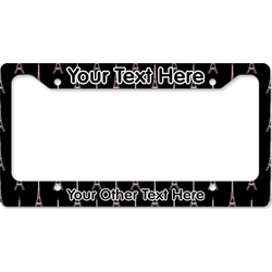 Black Eiffel Tower License Plate Frame - Style B (Personalized)