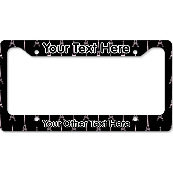 Custom Black Eiffel Tower License Plate Frame - Style B (Personalized)