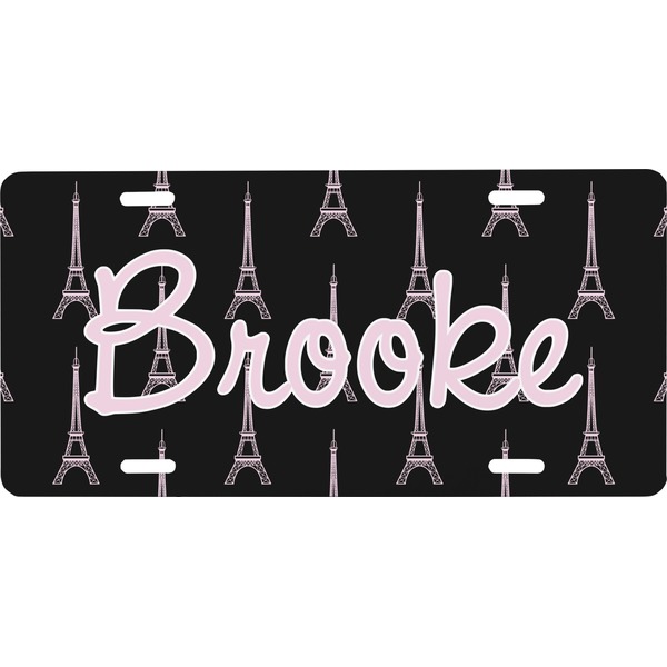 Custom Black Eiffel Tower Front License Plate (Personalized)