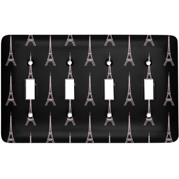 Custom Black Eiffel Tower Light Switch Cover (4 Toggle Plate)