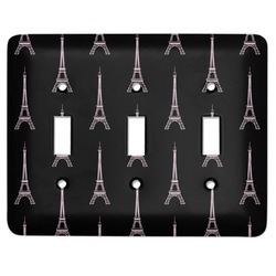 Black Eiffel Tower Light Switch Cover (3 Toggle Plate) (Personalized)
