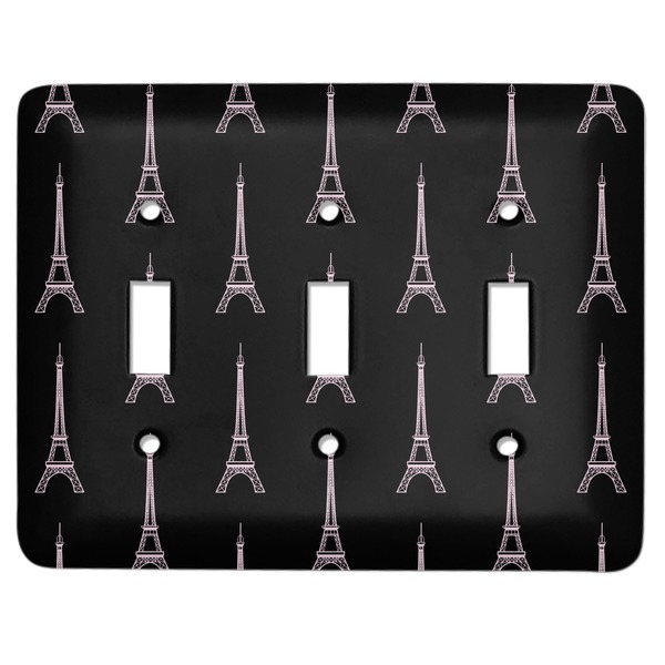 Custom Black Eiffel Tower Light Switch Cover (3 Toggle Plate)