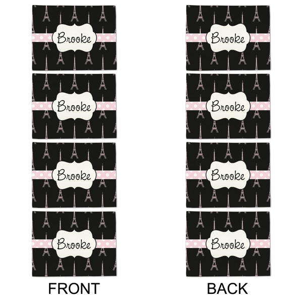 Black Eiffel Tower Linen Placemat - APPROVAL Set of 4 (double sided)