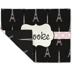 Black Eiffel Tower Double-Sided Linen Placemat - Single w/ Name or Text