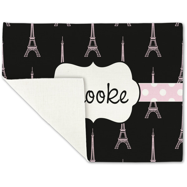 Black Eiffel Tower Linen Placemat - Folded Corner (single side)