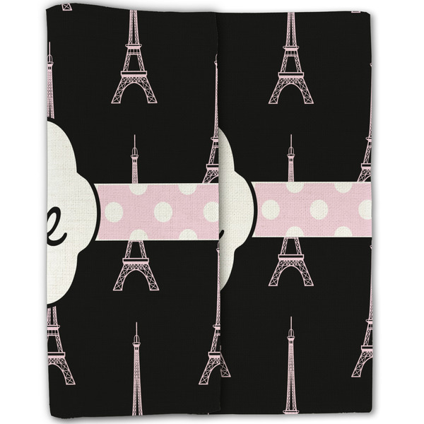 Black Eiffel Tower Linen Placemat - Folded Half (double sided)