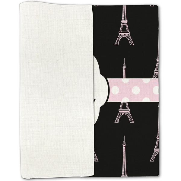 Black Eiffel Tower Linen Placemat - Folded Half