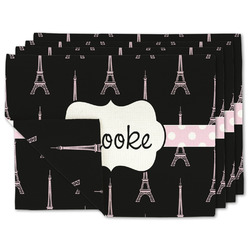Black Eiffel Tower Linen Placemat w/ Name or Text