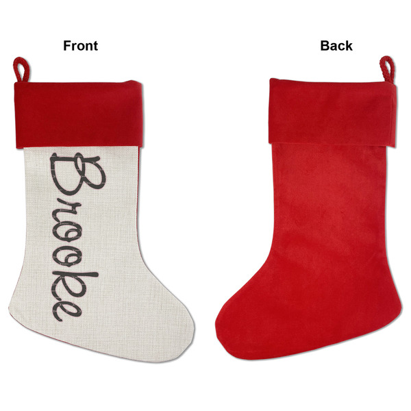 Black Eiffel Tower Linen Stockings w/ Red Cuff - Front & Back (APPROVAL)