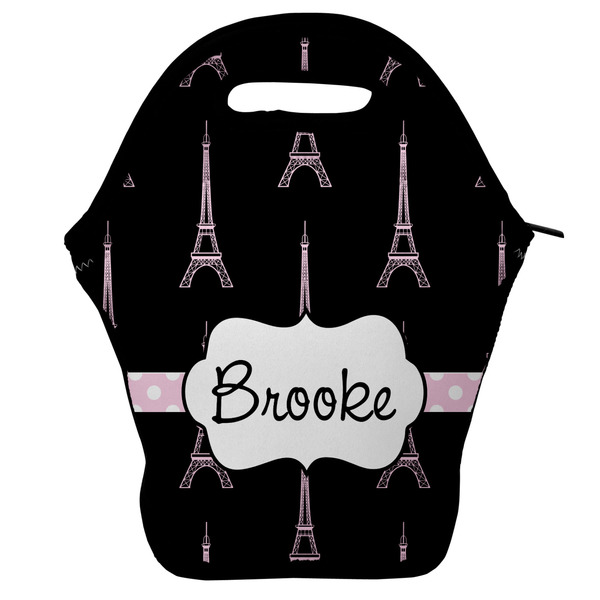 Custom Black Eiffel Tower Lunch Bag w/ Name or Text