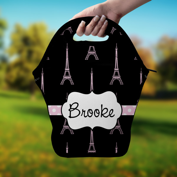 Black Eiffel Tower Lunch Bag - Hand