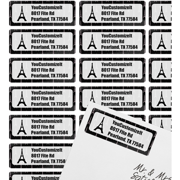 Black Eiffel Tower Mailing Label on Envelope - Multiple Labels
