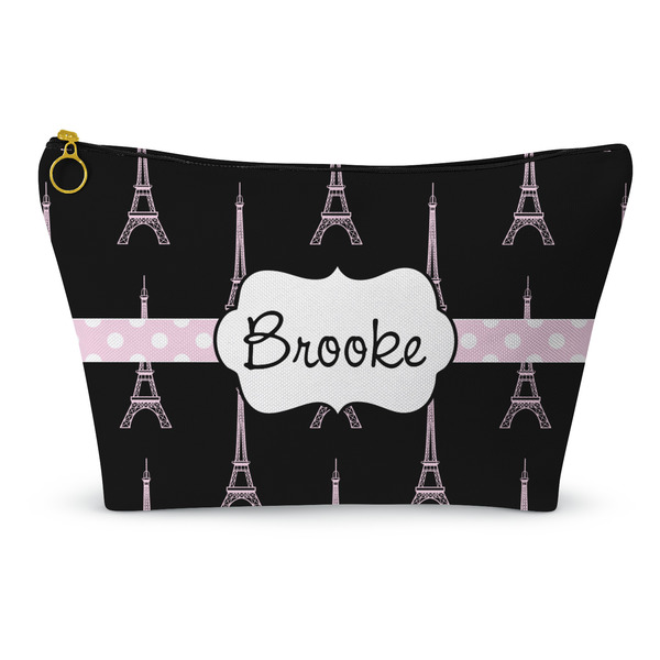 Custom Black Eiffel Tower Makeup Bag - Small - 8.5"x4.5" (Personalized)
