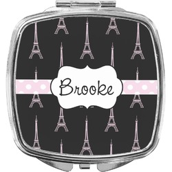 Black Eiffel Tower Compact Makeup Mirror (Personalized)