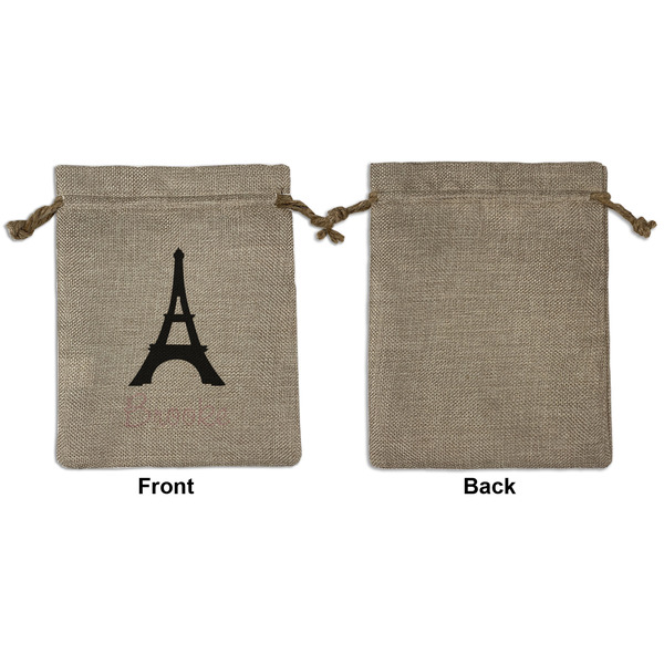 Black Eiffel Tower Medium Burlap Gift Bag - Front Approval