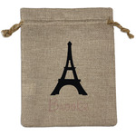 Black Eiffel Tower Medium Burlap Gift Bag - Front (Personalized)