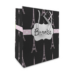 Black Eiffel Tower Medium Gift Bag (Personalized)