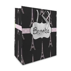 Black Eiffel Tower Medium Gift Bag (Personalized)