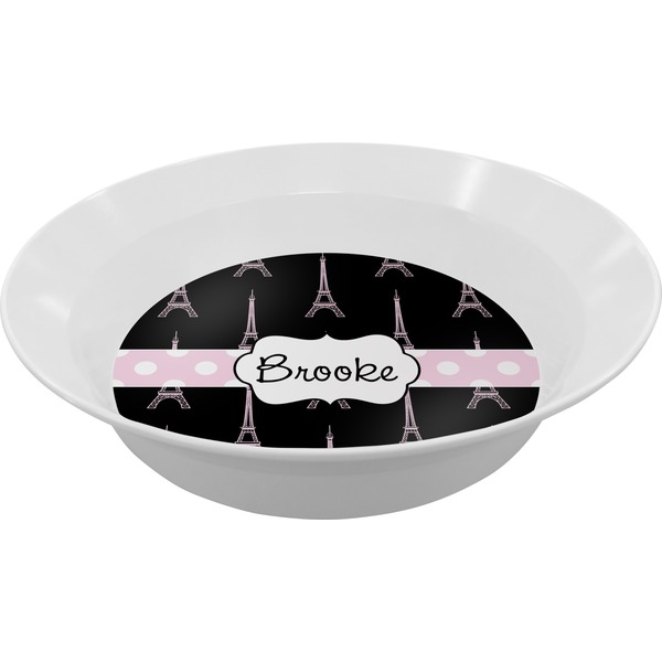 Custom Black Eiffel Tower Melamine Bowl - 12 oz (Personalized)