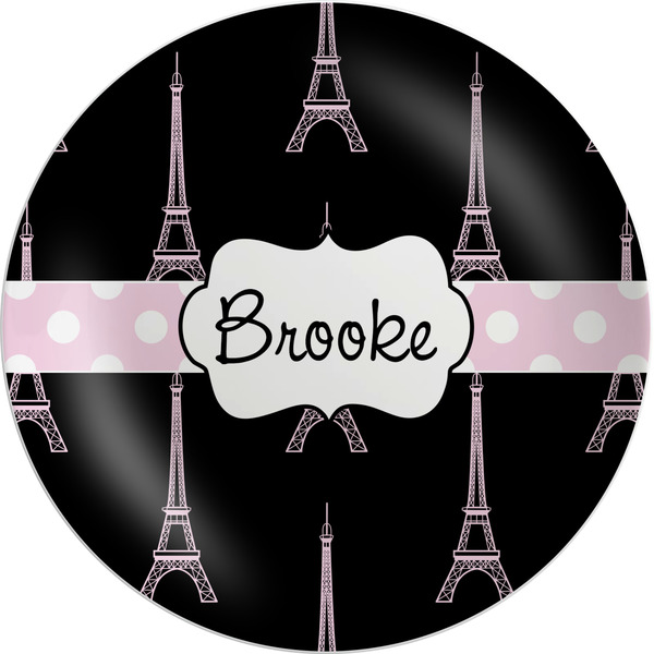 Custom Black Eiffel Tower Melamine Plate (Personalized)