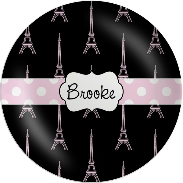 Custom Black Eiffel Tower Melamine Plate (Personalized)