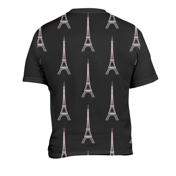 Black Eiffel Tower Men's Crew Neck T Shirt Medium - Back