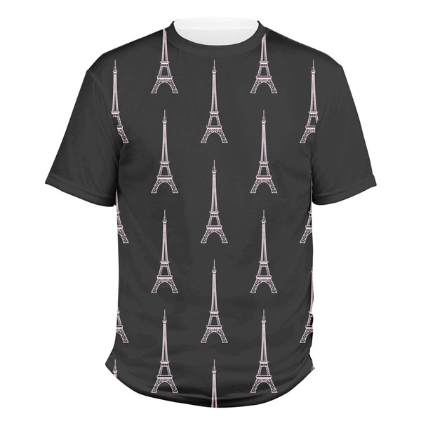 Custom Black Eiffel Tower Men's Crew T-Shirt - Large