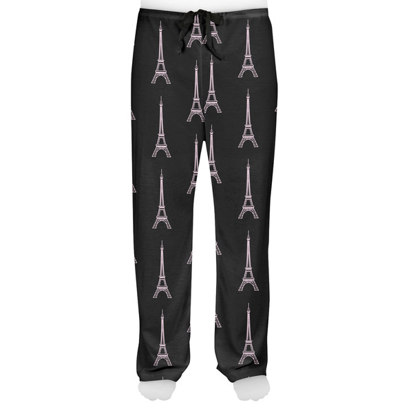 Black Eiffel Tower Men's Pjs Front - on model