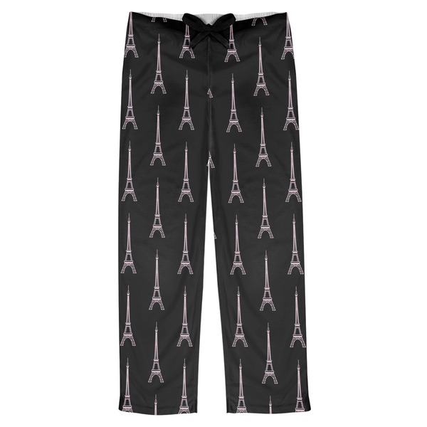 Custom Black Eiffel Tower Mens Pajama Pants - XL