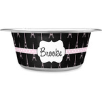 Black Eiffel Tower Stainless Steel Dog Bowl - Large (Personalized)