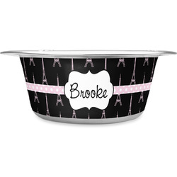 Black Eiffel Tower Stainless Steel Dog Bowl (Personalized)