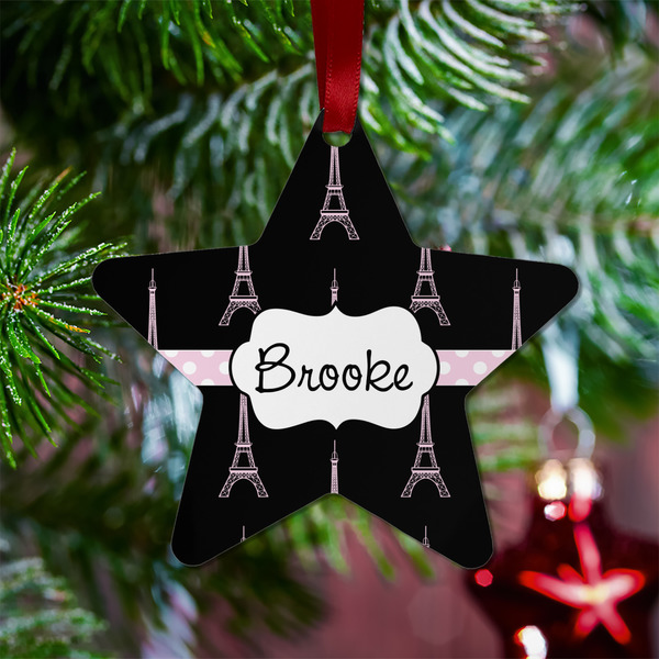 Black Eiffel Tower Metal Star Ornament - Lifestyle