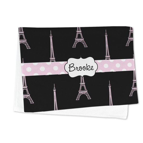 Black Eiffel Tower Microfiber Dish Towel - FOLDED HALF
