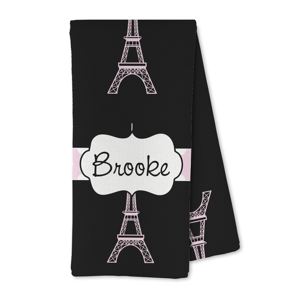 Custom Black Eiffel Tower Kitchen Towel - Microfiber (Personalized)