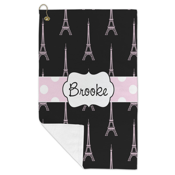 Black Eiffel Tower Microfiber Golf Towels - FOLD